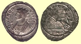 A copper antoninianus with a silver wash of Probus